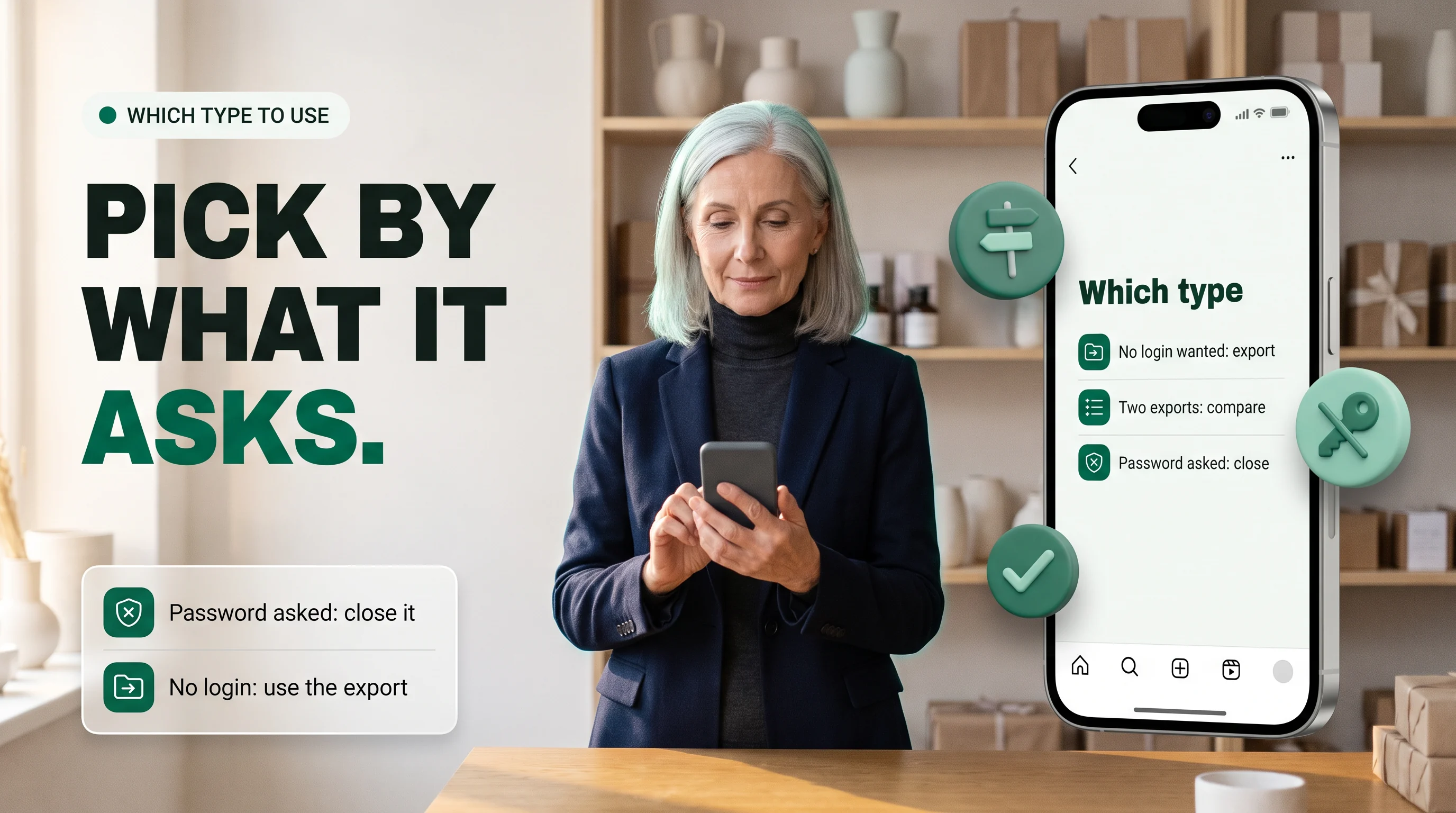 Pick by what it asks: no login wanted, export; two exports, compare; password asked, close the app